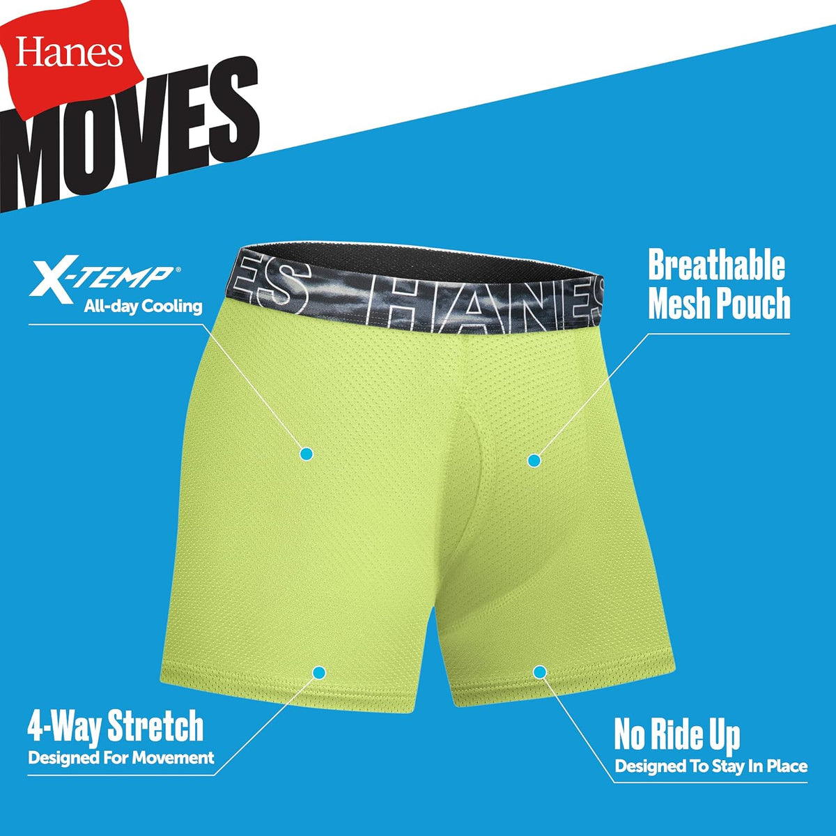 Hanes Boys' Moves Performance Boxer Briefs 6 Pack, Large - view 4