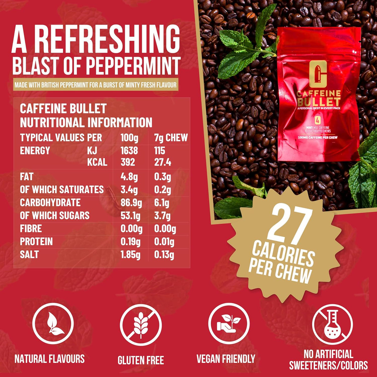 Caffeine Bullet 100mg Caffeine Energy Chews Mint 40 Count - view 6