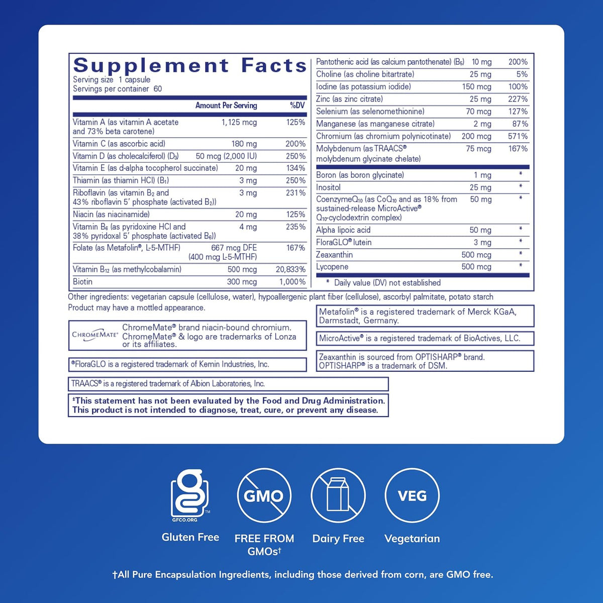 Pure Encapsulations O.N.E. Multivitamin, 60 Capsules - view 2