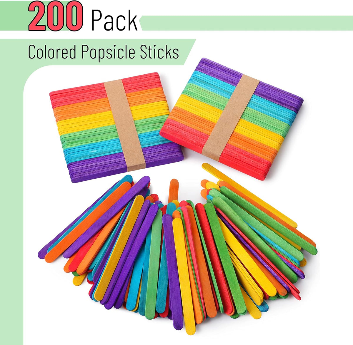Mr. Pen Coloured Wooden Craft Sticks, 200 Pack, 4.5 Inch — alternate product view
