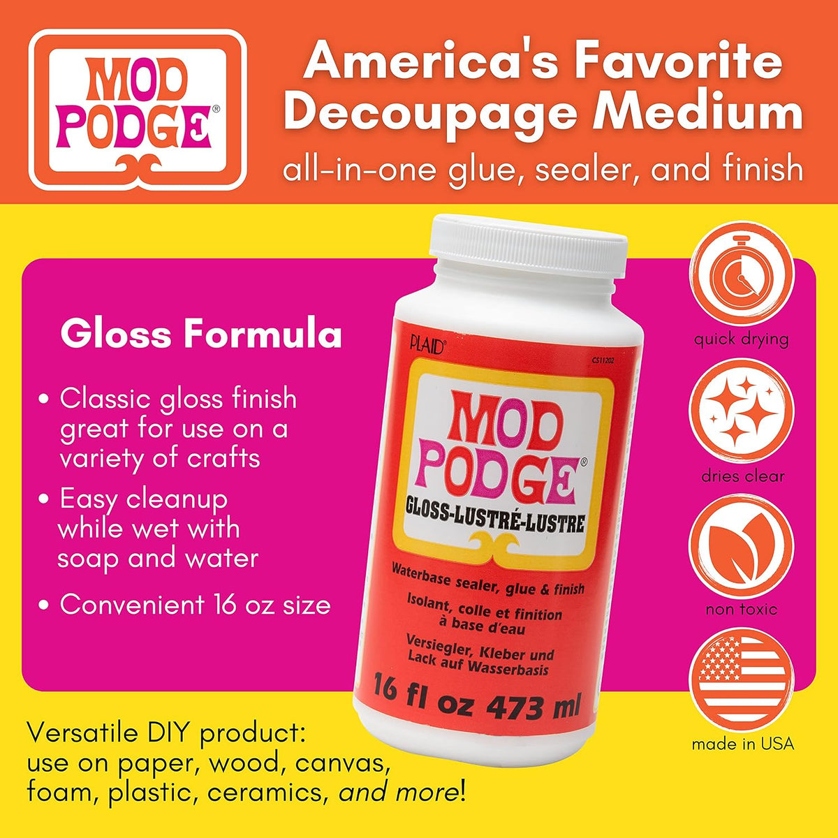 Mod Podge Gloss Sealer, Glue and Finish, 16 fl oz — alternate product view