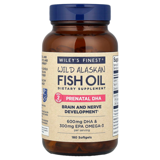 Wiley's Finest Wild Alaskan Fish Oil Prenatal DHA, 180 Softgels