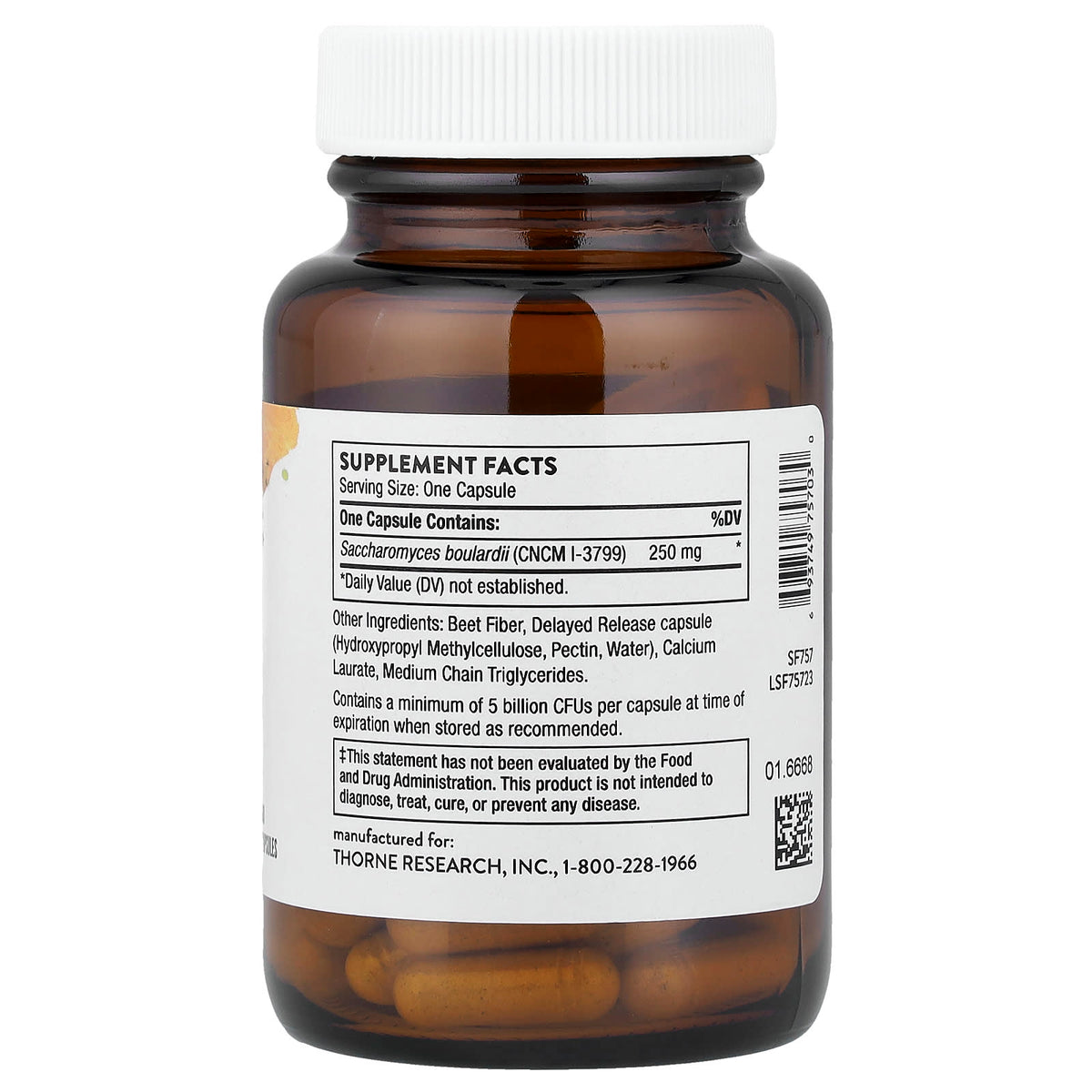 Thorne Sacro-B Probiotic 60 Capsules (250 mg per Capsule) — alternate product view