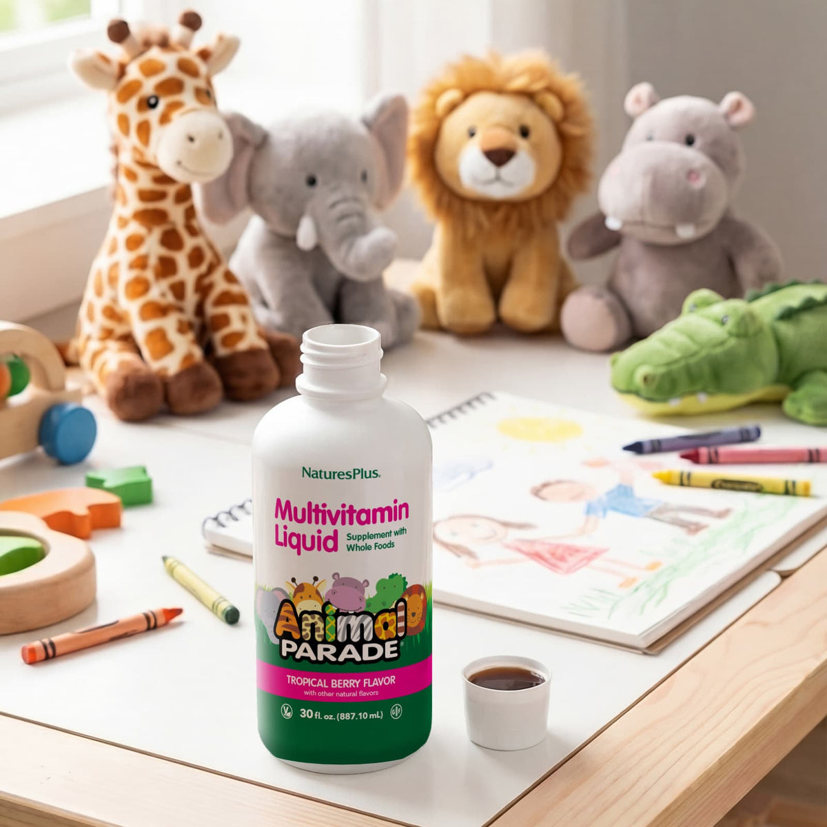 NaturesPlus Animal Parade Multivitamin Liquid, Tropical Berry, 887 ml (30 fl oz) - view 5