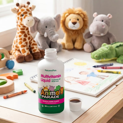 NaturesPlus Animal Parade Multivitamin Liquid, Tropical Berry, 887 ml (30 fl oz) - view 5