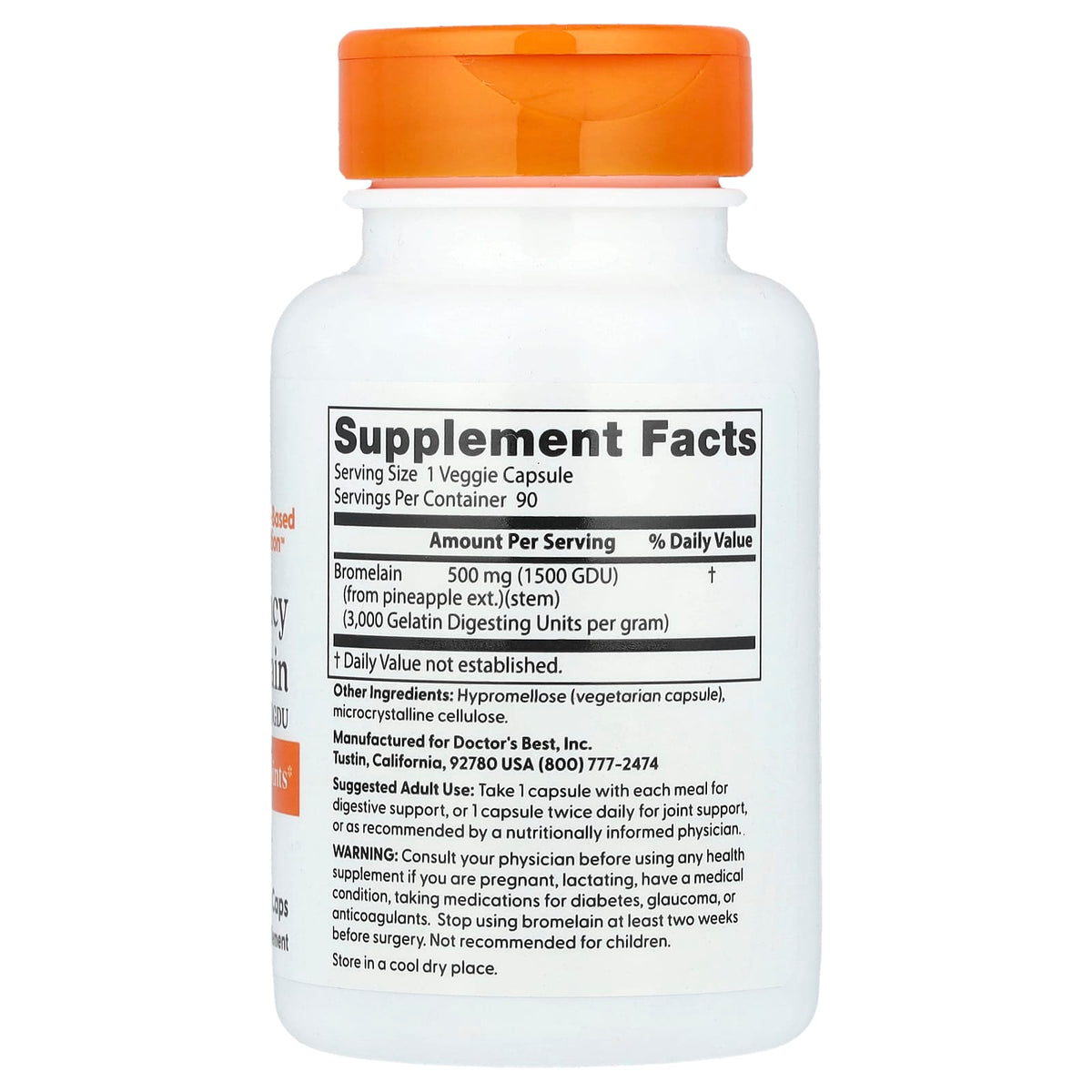 Doctor's Best High Potency Bromelain, 500 mg, 90 Veggie Caps - view 2