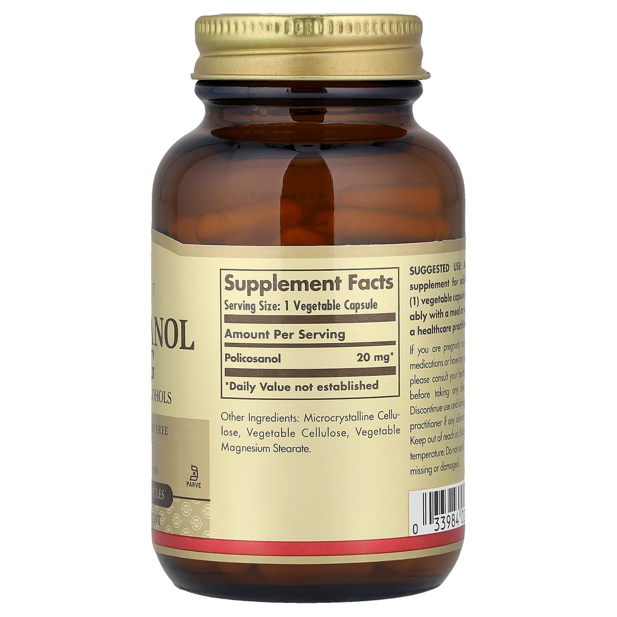 Solgar Policosanol 20 mg, 100 Vegetable Capsules - view 2