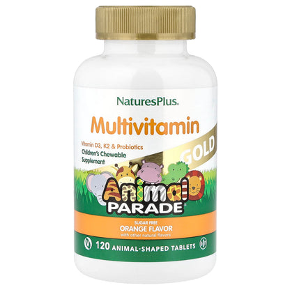 NaturesPlus Animal Parade Gold Children's Chewable Multi, Orange, 120 Tablets