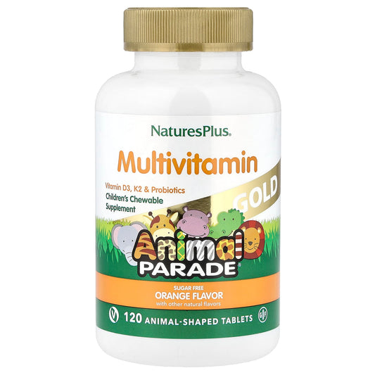 NaturesPlus Animal Parade Gold Children's Chewable Multi, Orange, 120 Tablets