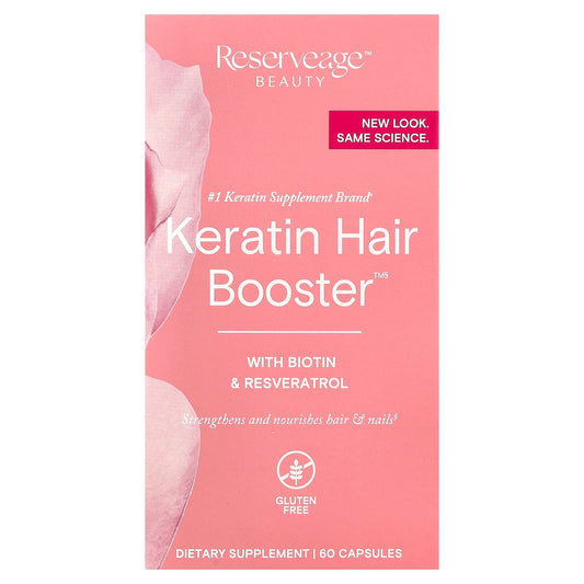 Reserveage Beauty Keratin Hair Booster with Biotin & Resveratrol, 60 Capsules