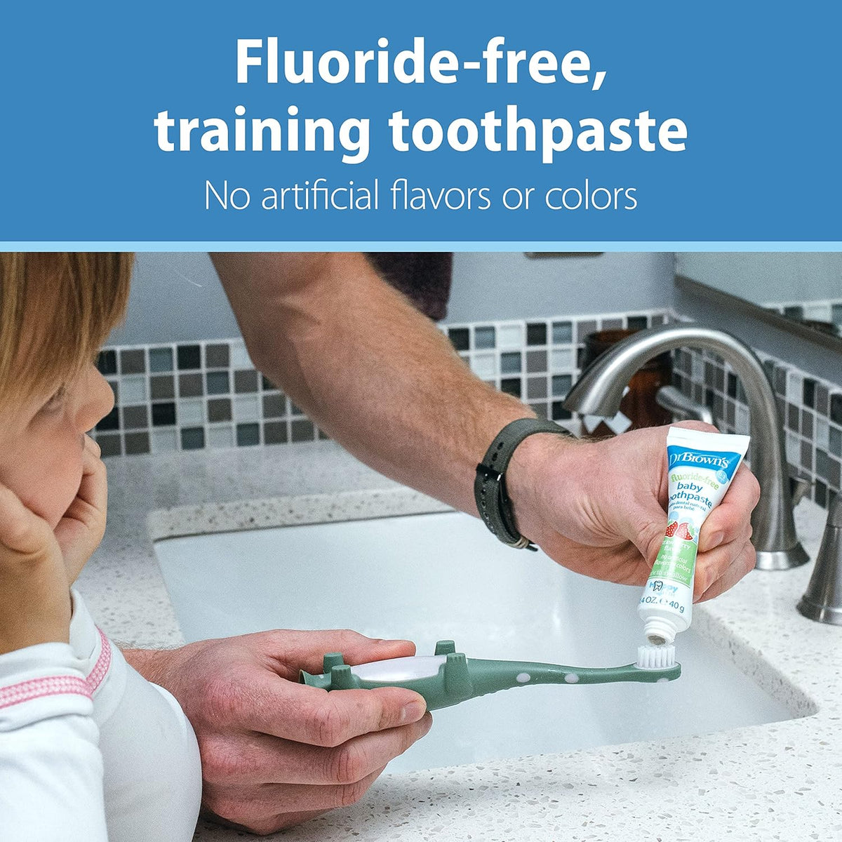 Dr. Brown's Fluoride-Free Baby Toothpaste, Strawberry, 1.4 oz, Pack of 3 — alternate product view
