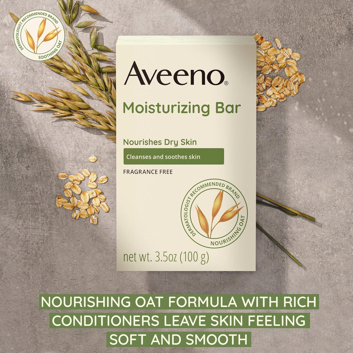 Aveeno Gentle Moisturizing Face Cleansing Bar, Fragrance-Free, 3.5 oz, Pack of 8 - view 2