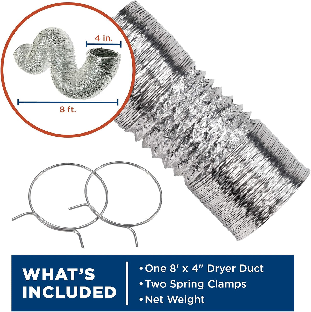 GE Flexible 4-Ply Aluminium Dryer Vent Duct 4 inch x 8 feet with Clamps - view 2