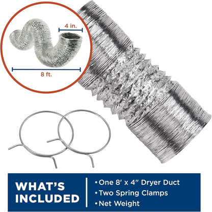 GE Flexible 4-Ply Aluminium Dryer Vent Duct 4 inch x 8 feet with Clamps - view 2