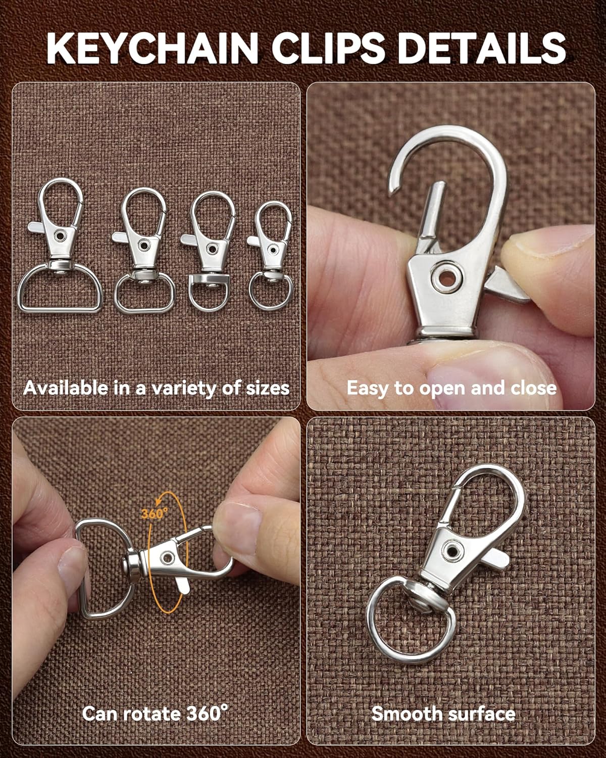 FIVEIZERO 325 Piece Silver Keychain Making Kit with Clips and Rings - view 3