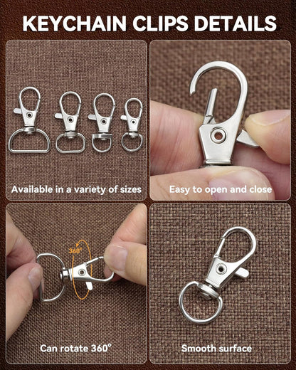 FIVEIZERO 325 Piece Silver Keychain Making Kit with Clips and Rings - view 3