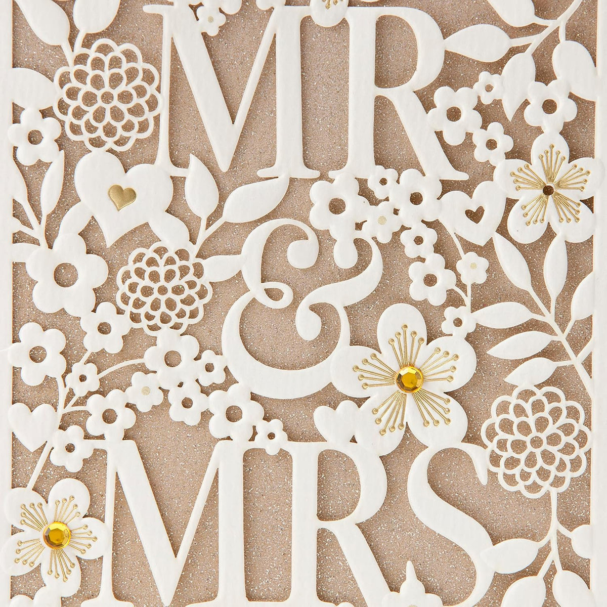 Hallmark Wedding Card (Mr. & Mrs.) with Gold Floral Cover - view 5