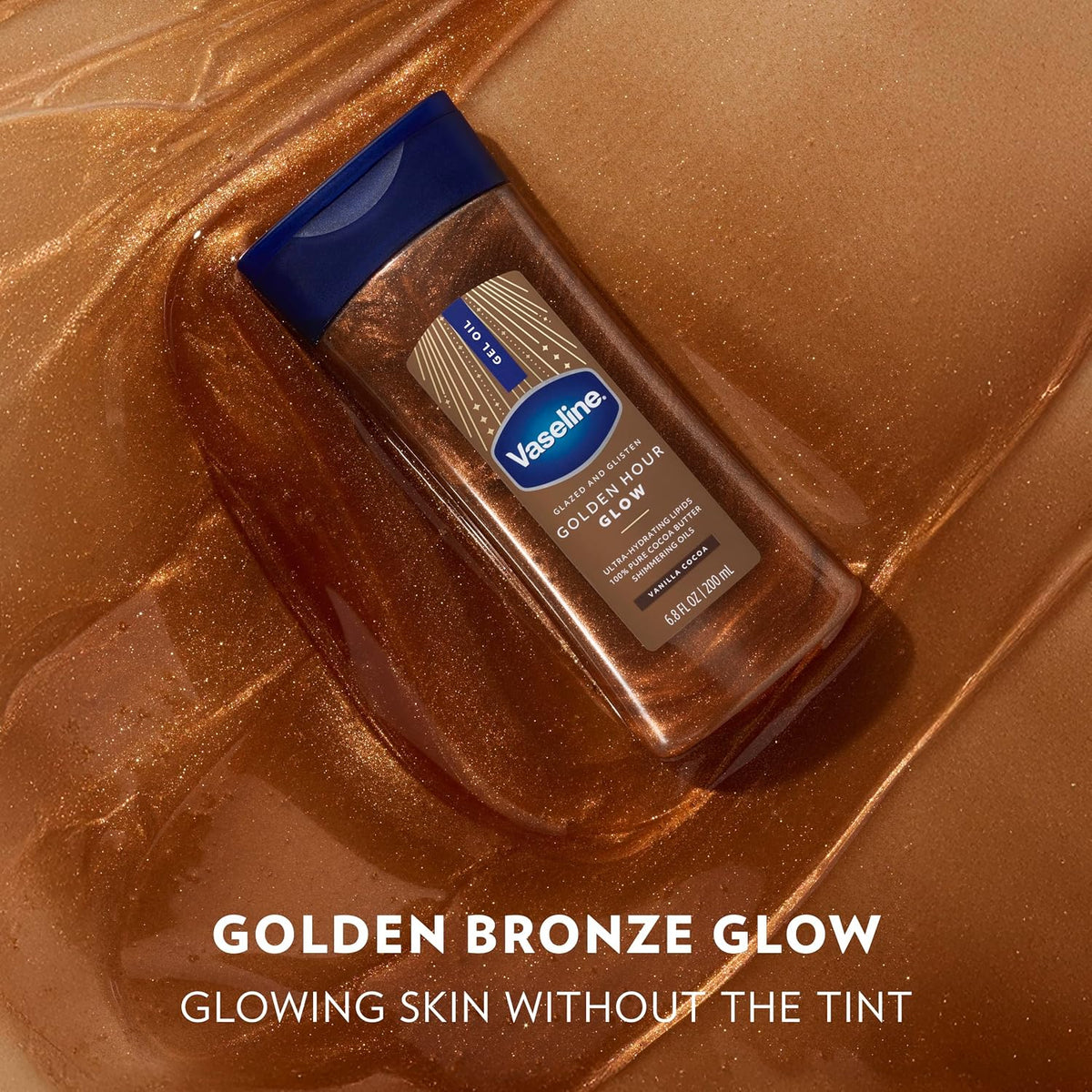 Vaseline Glazed & Glisten Golden Hour Shimmering Body Gel Oil, 6.8 oz - view 3