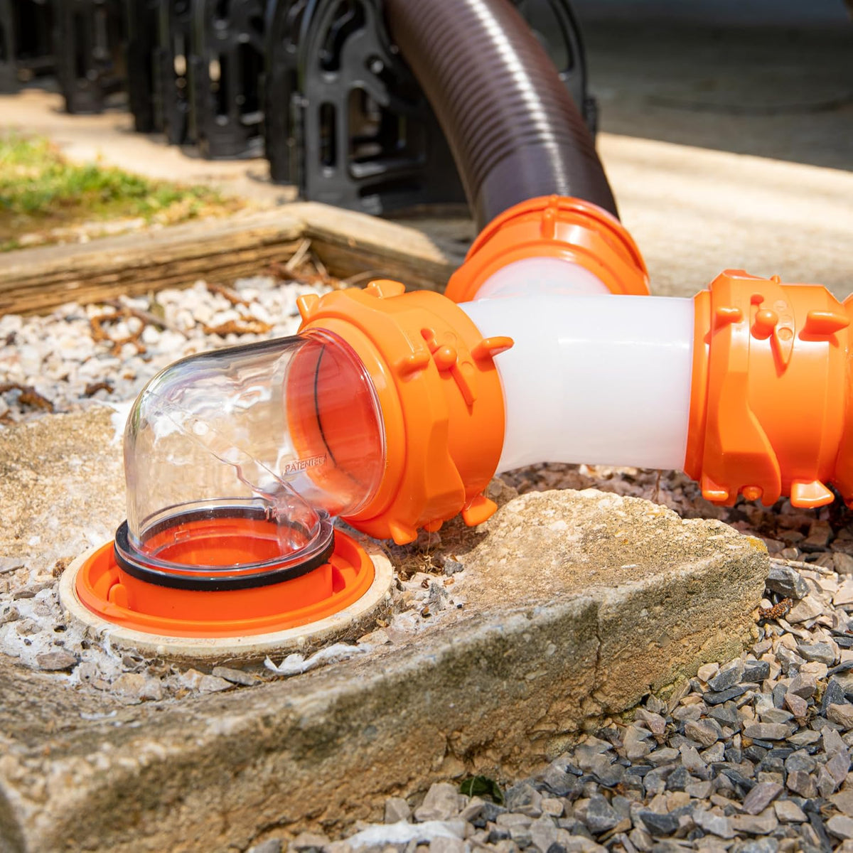 Camco RhinoFlex Clear RV Sewer Hose Elbow with 4-in-1 Adapter - view 2