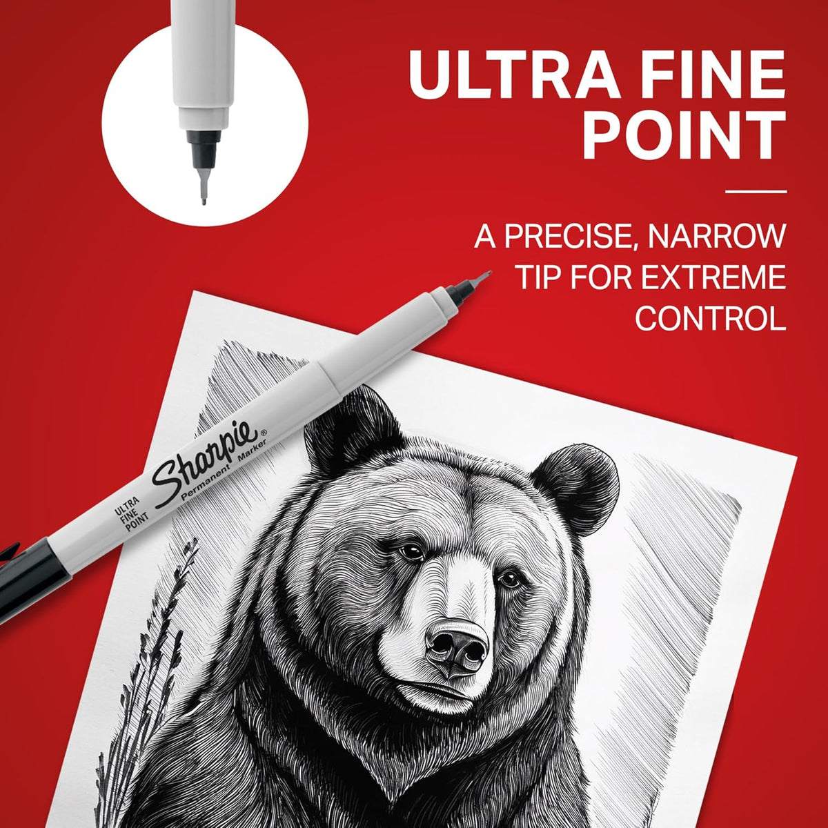 Sharpie Black Permanent Markers, Ultra Fine Tip, 12 Count - view 5