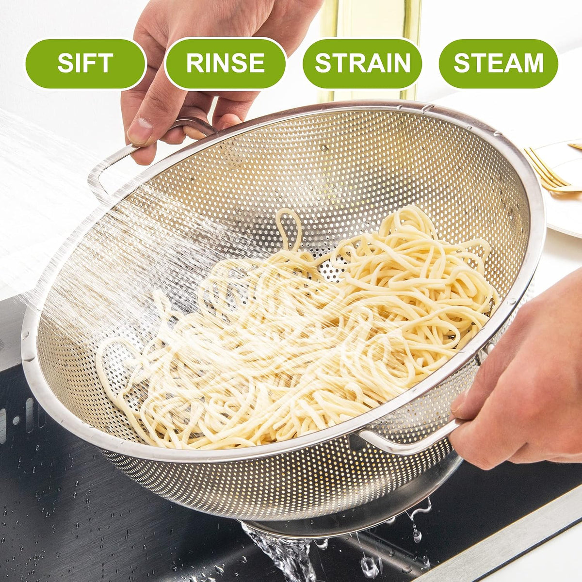 Gulex Stainless Steel Colander, 3 Quart, Dishwasher Safe - view 5