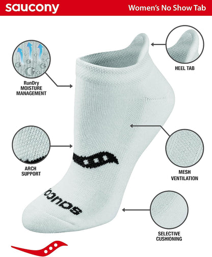 Saucony Women's Performance Heel Tab Athletic Socks, White, 8 Pairs, Medium - view 4