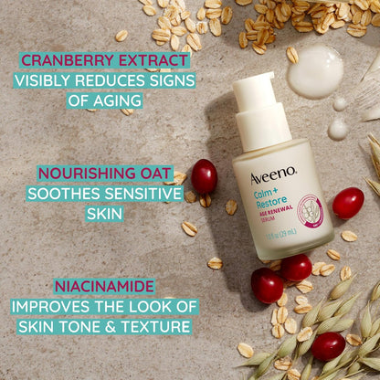 Aveeno Calm + Restore Age Renewal Face Serum, Fragrance-Free, 1 fl oz (30 ml) - view 4