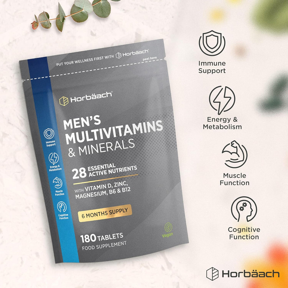 Horbäach Multivitamin Tablets for Men - 180 Count - view 5
