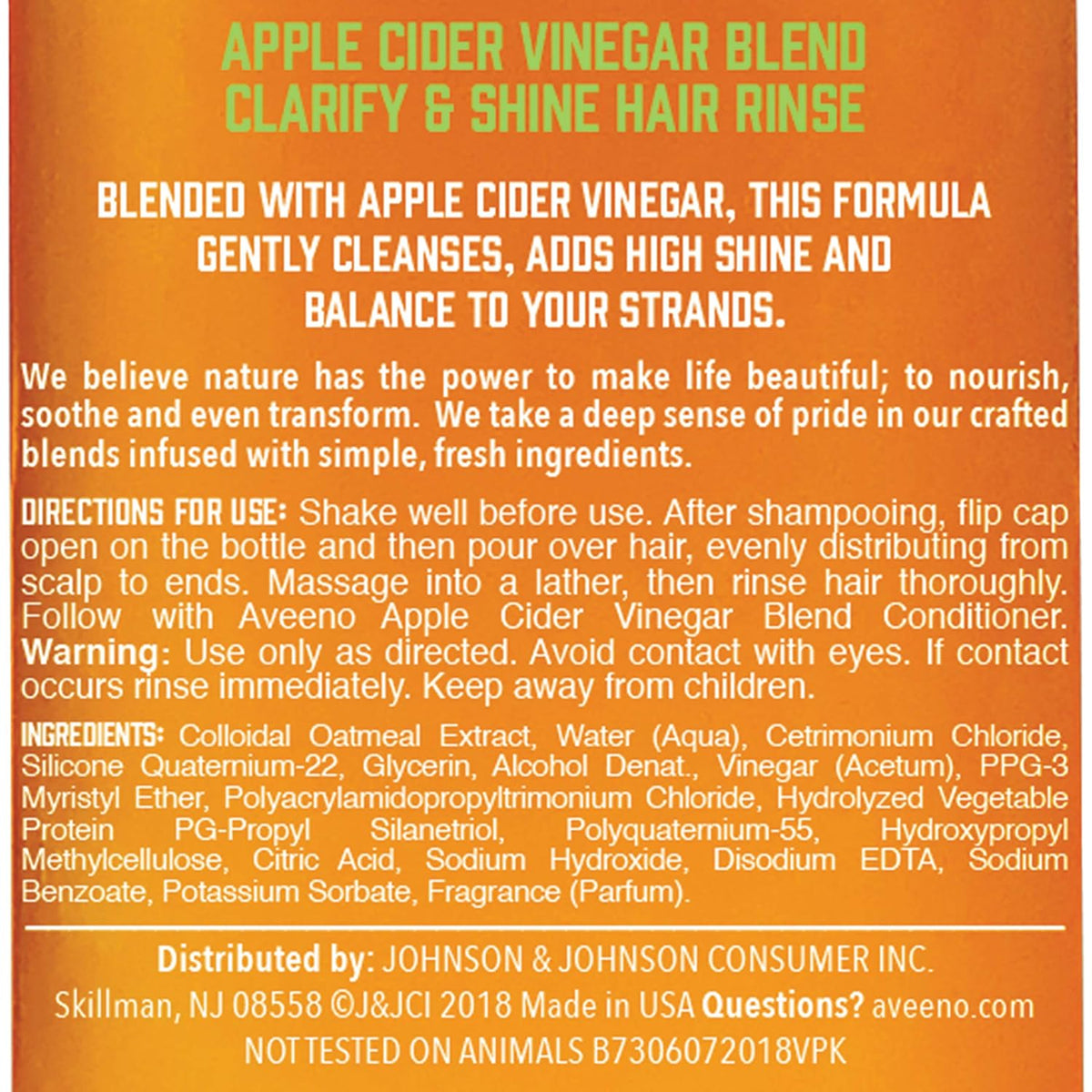 Aveeno Apple Cider Vinegar Clarifying In-Shower Hair Rinse, 6.8 fl oz - view 3