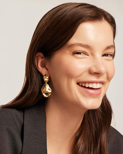 PAVOI 925 Silver Drop Earrings, Yellow Gold, 50 x 21.5 mm - view 5