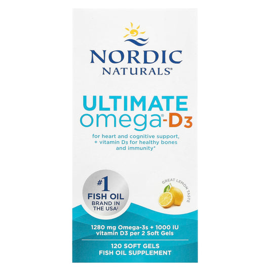 Nordic Naturals Ultimate Omega-D3 Fish Oil, Lemon, 120 Soft Gels