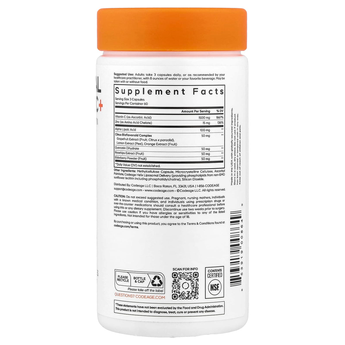 Codeage Liposomal Vitamin C+, 180 Vegetable Capsules - view 2