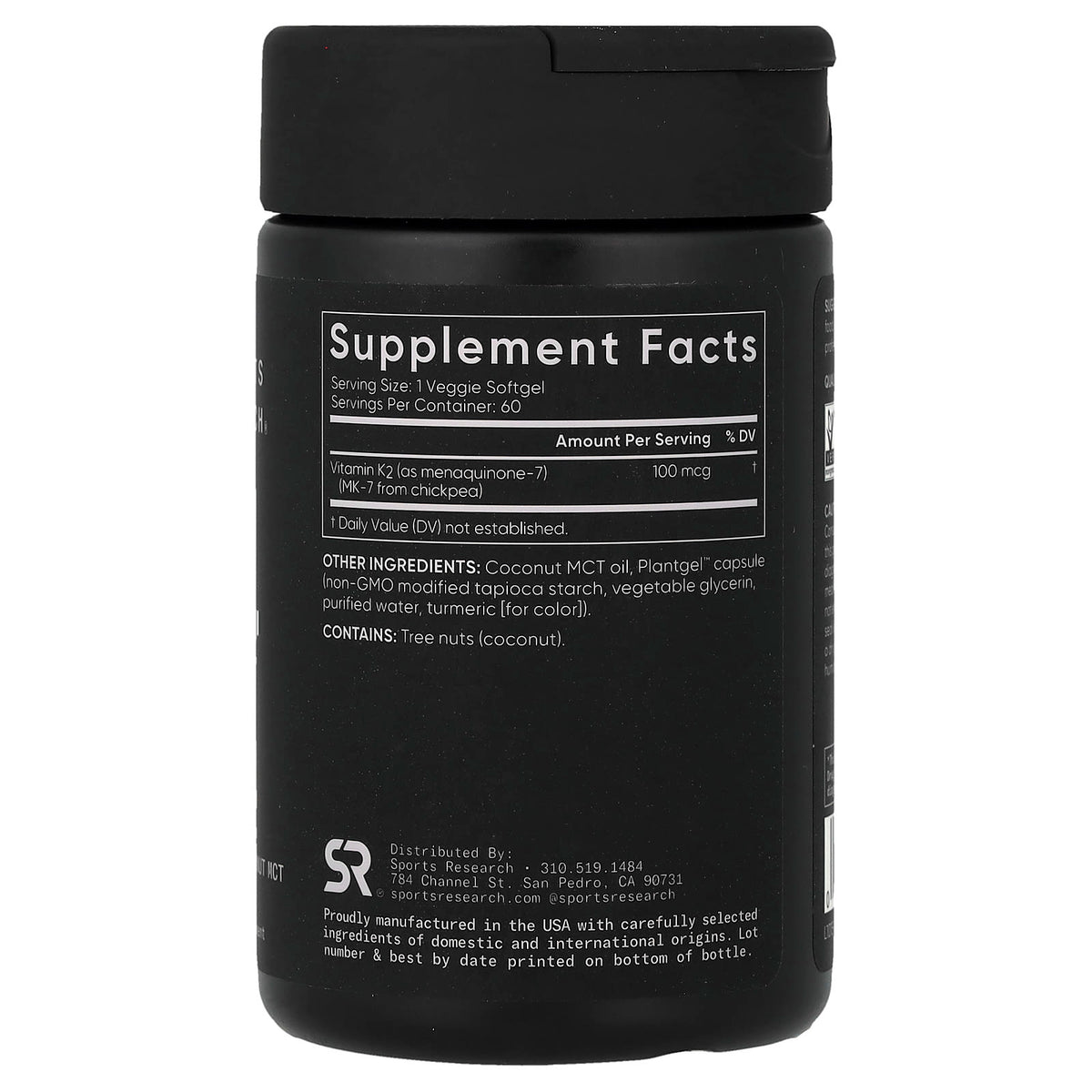 Sports Research Vitamin K2, Plant-Based, 100 mcg, 60 Veggie Softgels — alternate product view
