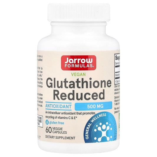 Jarrow Formulas Vegan Glutathione Reduced 500 mg, 60 Veggie Capsules