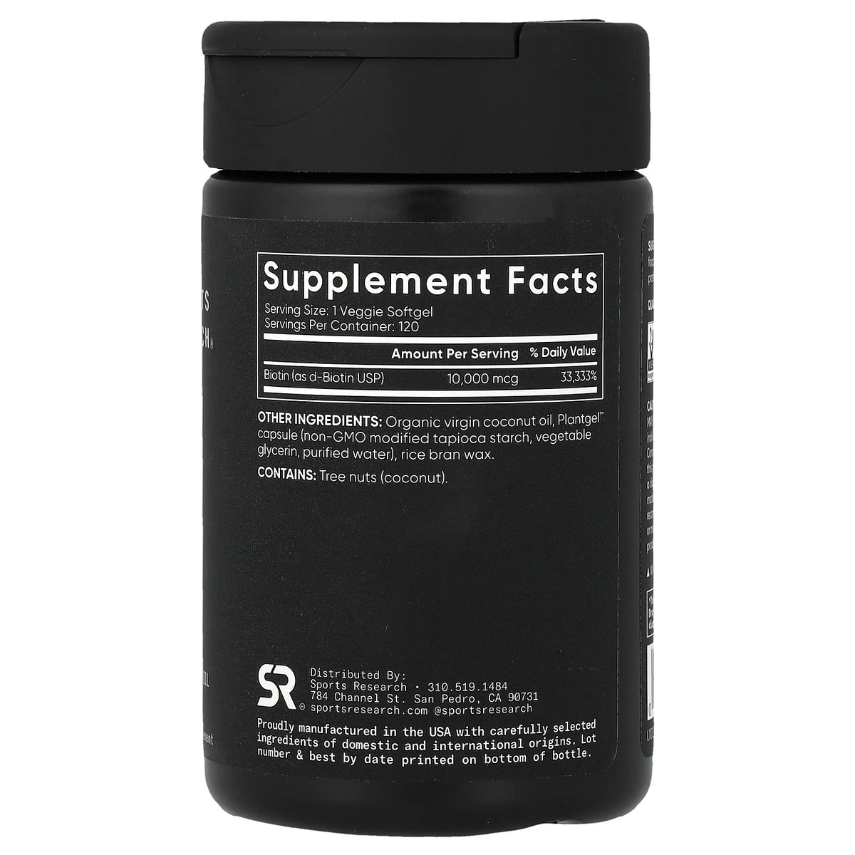 Sports Research Biotin, 10,000 mcg, 120 Veggie Softgels — alternate product view