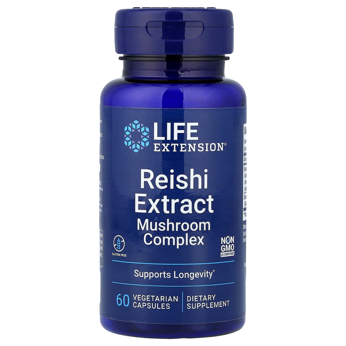 Life Extension Reishi Extract Mushroom Complex, 60 Vegetarian Capsules — product view