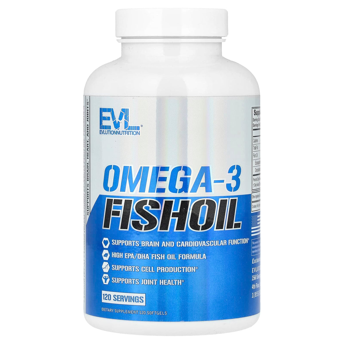 EVLution Nutrition Omega-3 Fish Oil, 1,000 mg, 120 Softgels
