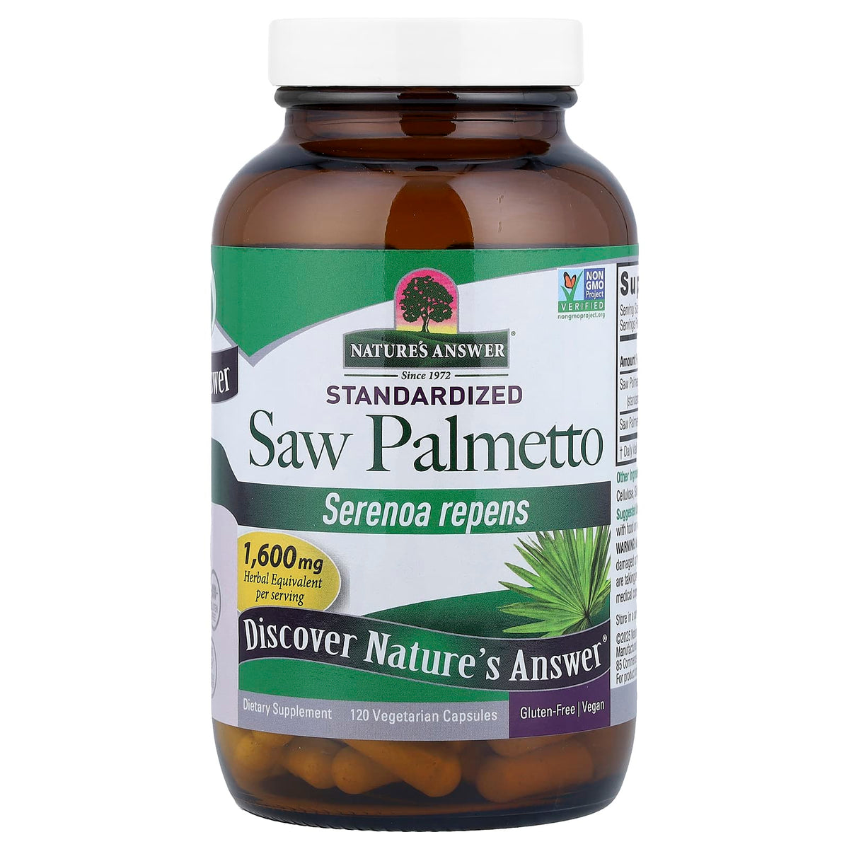 Nature's Answer Saw Palmetto, Standardized, 120 Vegetarian Capsules - view 3