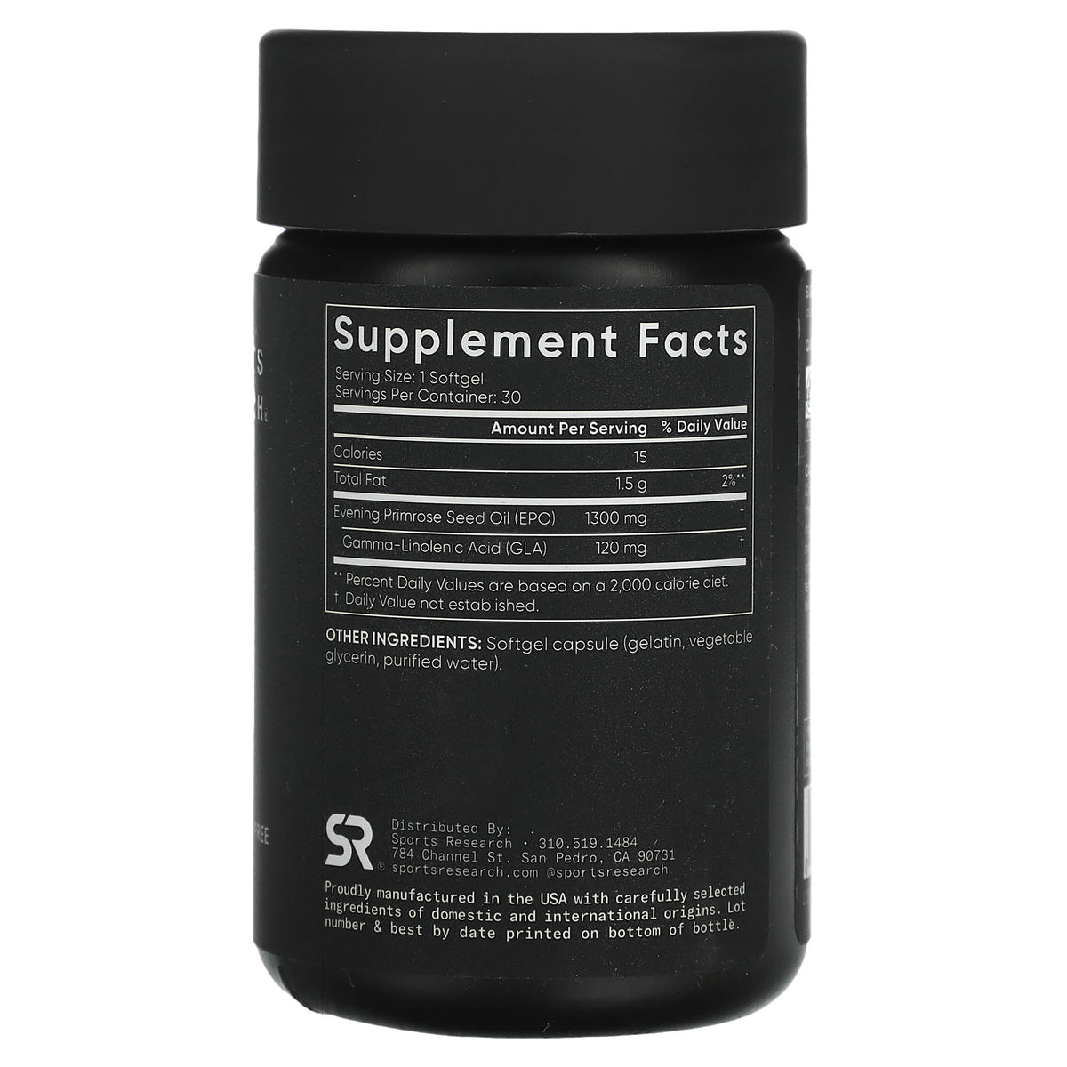 Sports Research Evening Primrose Oil 1,300 mg, 30 Softgels — alternate product view