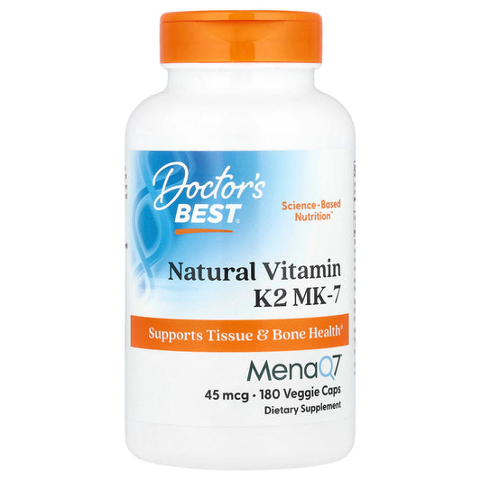 Doctor's Best Natural Vitamin K2 MK-7, 45 mcg, 180 Veggie Capsules