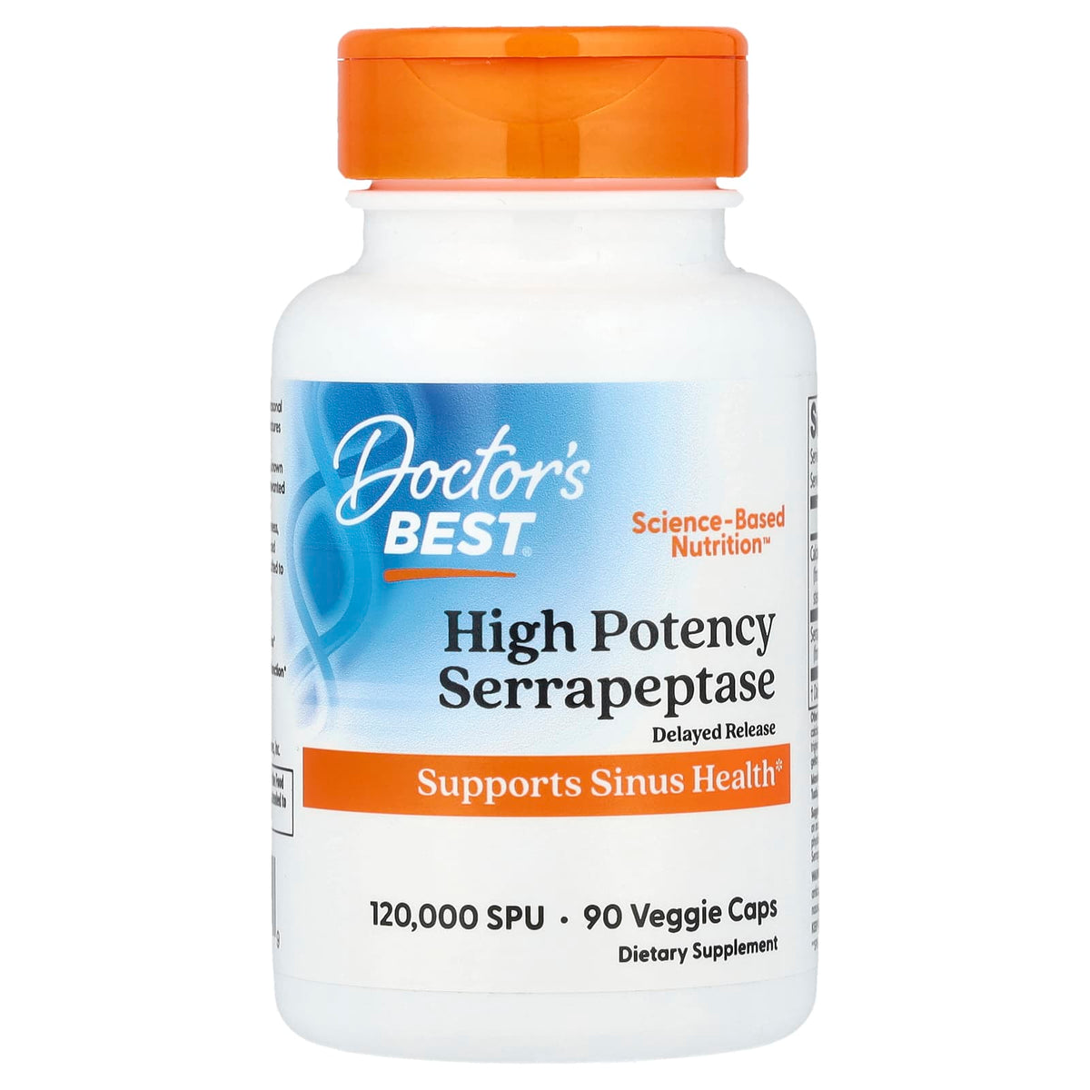 Doctor's Best High Potency Serrapeptase, 90 Veggie Caps — product view