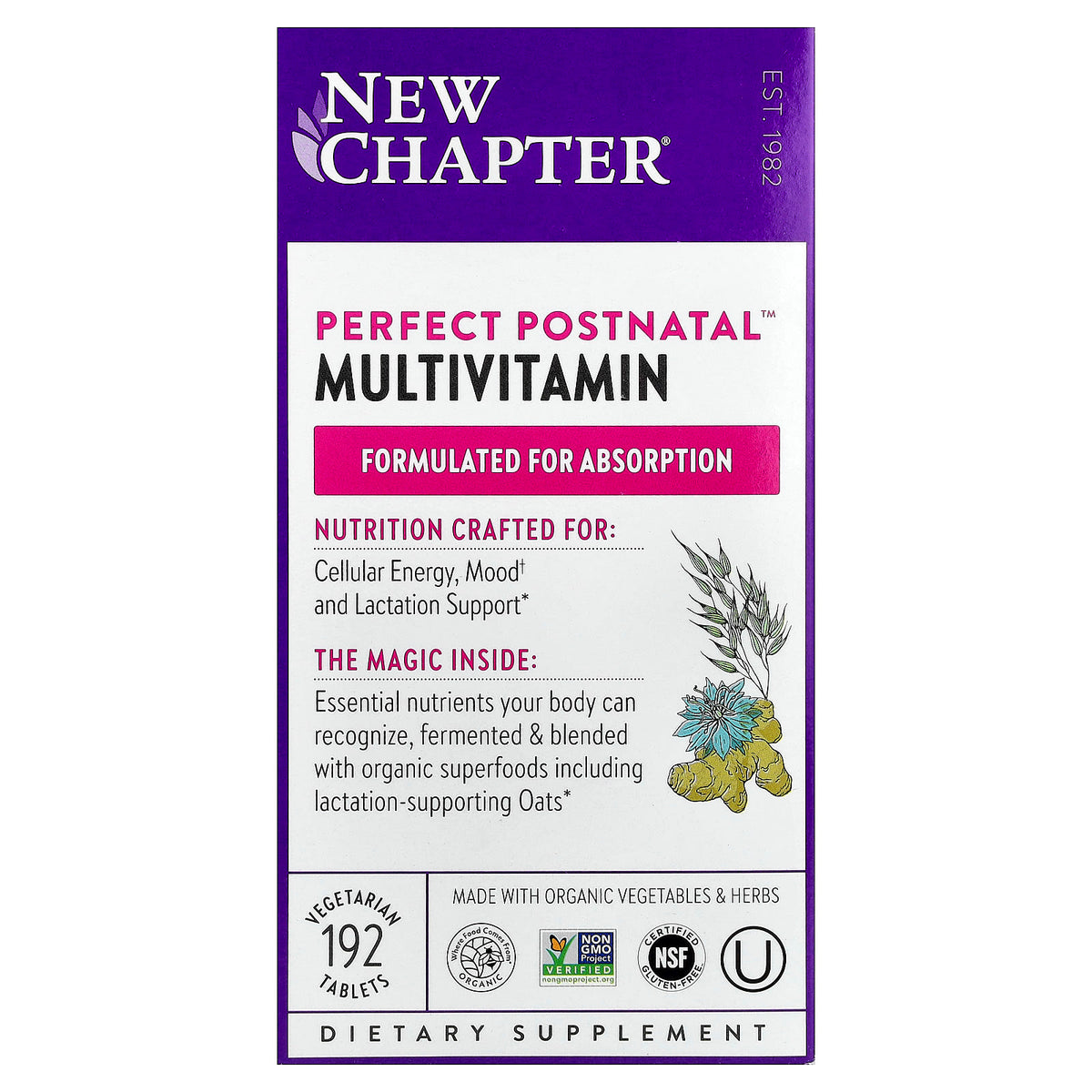 New Chapter Perfect Postnatal Multivitamin, 192 Vegetarian Tablets