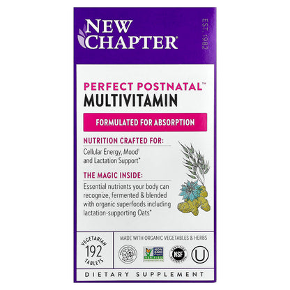New Chapter Perfect Postnatal Multivitamin, 192 Vegetarian Tablets