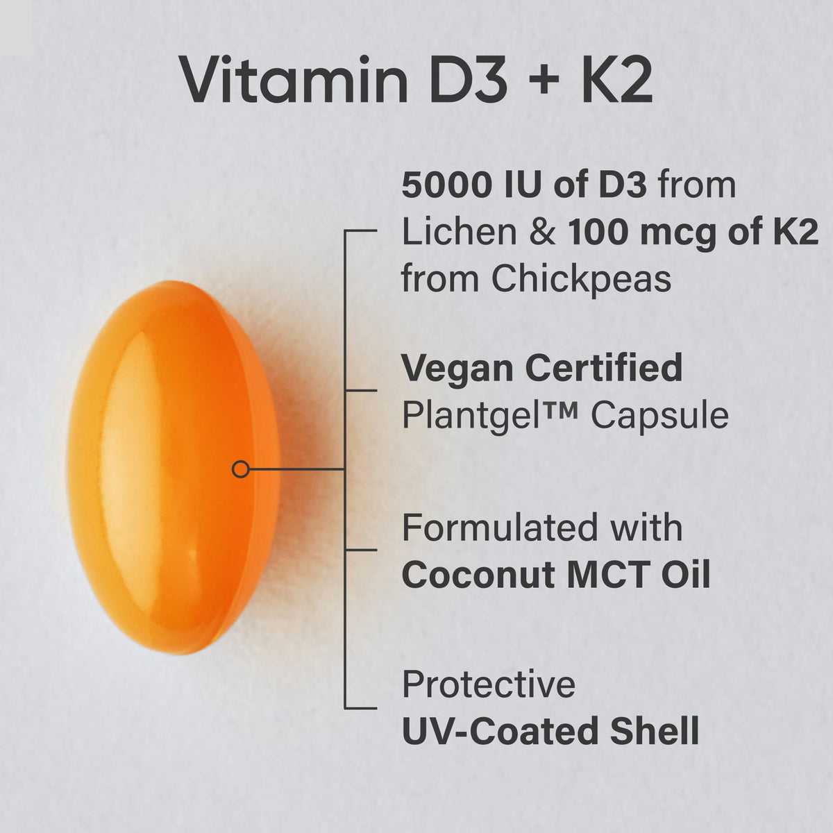 Sports Research D3 + K2 Plant-Based 125 mcg/100 mcg 60 Veggie Softgels - view 3