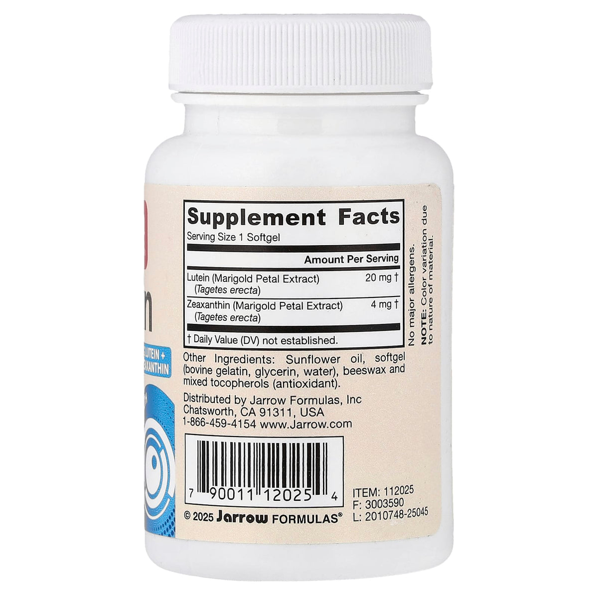 Jarrow Formulas Lutein 20 mg + Zeaxanthin 4 mg, 60 Softgels - view 2