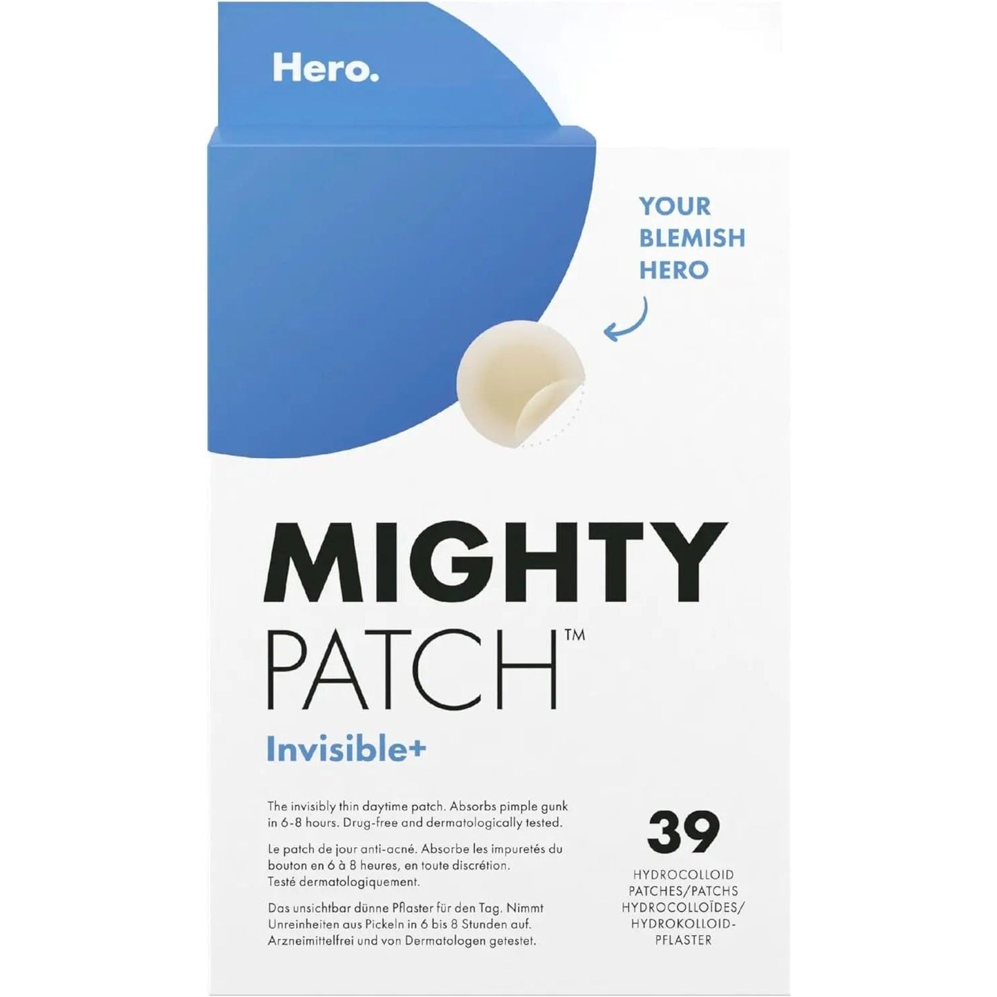 Mighty Patch Invisible+ Spot Patches by Hero Cosmetics, Daytime Acne Treatment, Clear Spot Remover Hydrocolloid Patches, anti Acne Dots, Spot Treatment Blemish & Pimple Stickers - 39 Pimple Patches