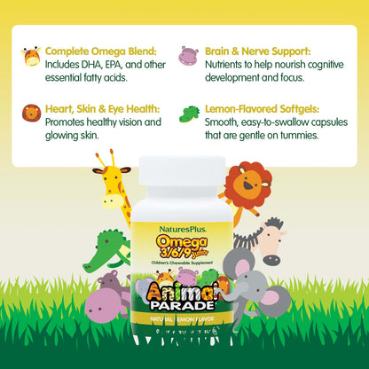 NaturesPlus Animal Parade Omega 3/6/9 Junior, Natural Lemon, 90 Chewables - view 3