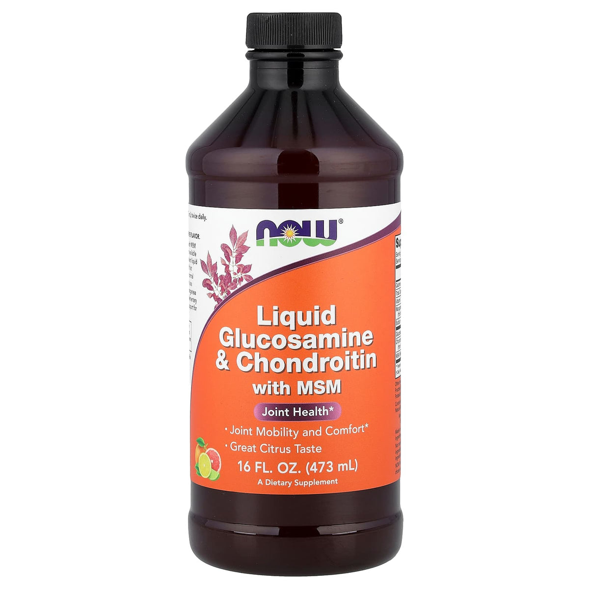NOW Foods Liquid Glucosamine & Chondroitin with MSM, Citrus, 473 ml (16 fl oz)