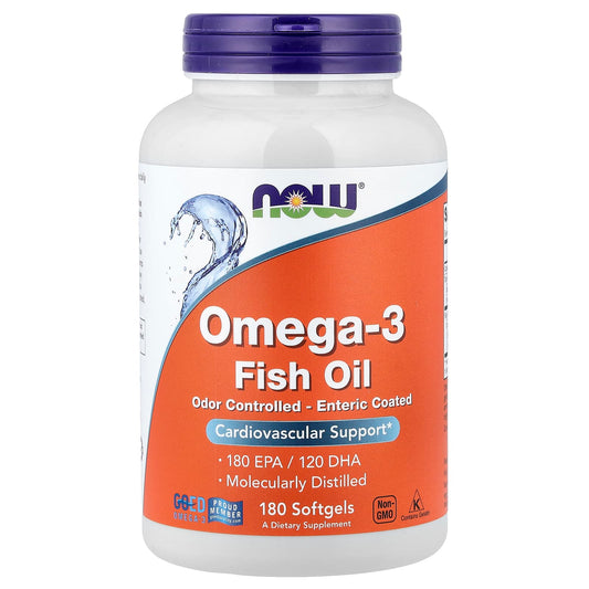 NOW Foods Omega-3 Fish Oil, 180 Softgels