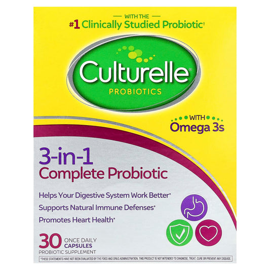 Culturelle 3-in-1 Complete Probiotic with Omega 3s, 30 Capsules